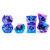 Beholder's Dragon Eye DND Dice Set,Sharp Edge Liquid Core Resin Handmade Cat Eye Dice with Gift Box 7 PCS for Role Playing Dungeons and Dragons Ttrpg(Blue Purple)