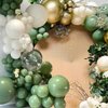MEBAY Green White Gold Balloon Arch Kit, 146Pcs Avocado Green Metallic Chrome Gold Confetti and White Latex Balloons for Wedding Birthday Baby Shower Decoration