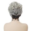 GNIMEGIL Short Grey Wig for White Women Silver Gray Curly Hair Wig Old Lady Costume Wig Grandma Wig Elderly Synthetic Wigs Mommy Granny Cosplay Wig