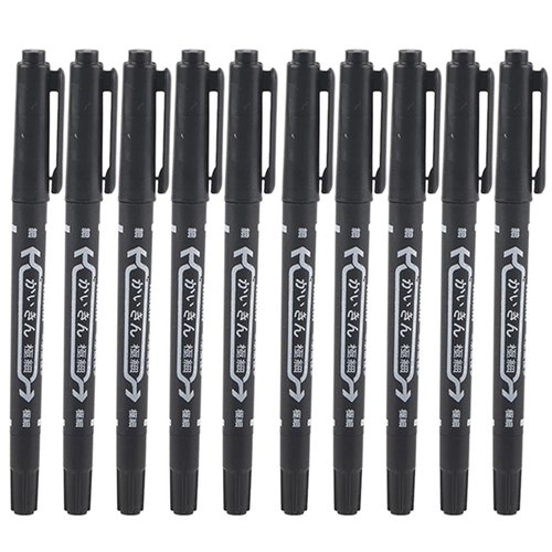 10 Pcs Tattoo Pen Tattoo Skin Marker Marking Scribe Pen Fine and Reg Tip Tattoo Stencil Markers Pen (black)