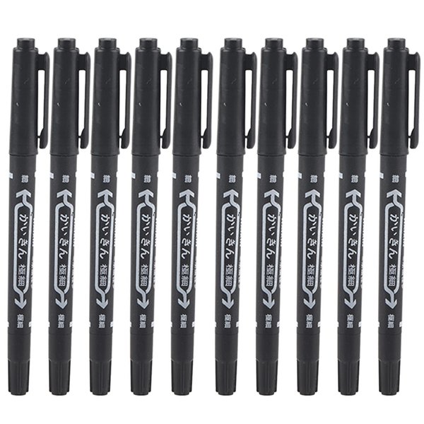 10 Pcs Tattoo Pen Tattoo Skin Marker Marking Scribe Pen Fine and Reg Tip Tattoo Stencil Markers Pen (black)