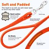 Dogline 3/8-Inch Wide Soft Padded Rolled Round Leather Dog Leash Lead, 4-Feet, Orange