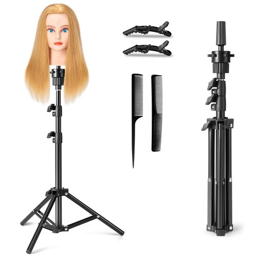 Eastdone Wig Stand Tripod,Reinforced Mannequin Head Stand, Adjustable Wig Head Stand for Styling Cosmetology Hairdressing Training (Mannequin Head Not Included)