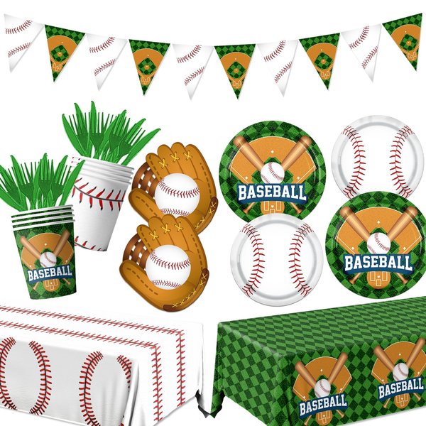 Baseball Party Decorations Tableware,143Pcs Baseball Party Supplies Includes Baseball Plates and Napkins Baseball Tablecloth Cups Banner for Gameday Celebrations Baseball Birthday Decorations