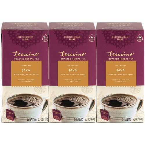 Teeccino Java Herbal Tea - Rich &amp; Roasted Herbal Tea That’s Caffeine Free &amp; Prebiotic for Natural...
