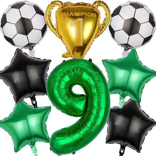 8PCS 32 inch Number 9 Balloon Soccer Balloons,Number Balloons Soccer Birthday Party Decorations,Suitable for Birthday Party World Cup Soccer Sports Theme Party Decorations