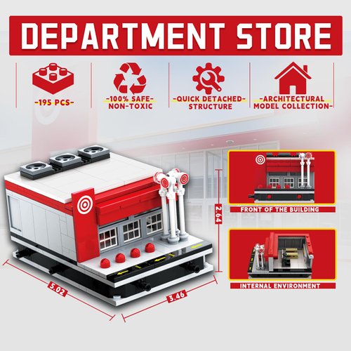 TOONIFY Department Store Street View Building Toy, Architecture Building Blocks Kit with Quick-Detached Structure, Landmark Model for Home Decor, City Construction Toy for Adults and Kids -195 PCS
