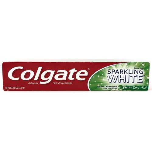 Colgate Sparkling White Baking Soda Anticavity Fluoride Gel Toothpaste, Mint Zing, 6 oz (Pack of 3)