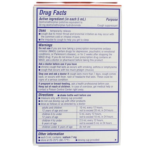 Delsym Adult Cough Suppressant Orange Flavored Liquid, 3 oz (Pack of 6)