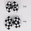 2 pcs Checkered Hair Bow Clips for Women Girls Bows Hair Clips Small Butterfly Hair Clips 4 Inch Black and White Racing Fan Hair Accessories for Ponytails Pigtails Braids