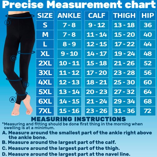 Compression Leggings 20-30mmHg for Women Circulation - Footless Compression Support Tights - High Waist Pantyhose Stockings for Ladies Black, Medium