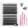 SIEQWIPEK Lash Extension Kit DIY 280 Clusters Fluffy Lash Clusters Eyelash Extension Kit, 9-16mm 60D 80D False Eyelash Individual Lashes Kit with Lash Bond and Seal, Lash Tweezers for Self Use at Home