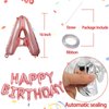 Rose Gold Happy Birthday Balloons Banner,16 Inch Mylar Foil Letters Sign,Reusable Balloons for Women, Men, Boys & Girls Birthday Decorations Party Supplies