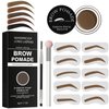 Eyebrow Stamp Stencil Kit - for Waterproof Eyebrows Makeup, Brow Stamp Trio Kit with Sponge Applicator, Dual-ended Brow Brush, 10 Eyebrow Stencils, Waterproof Eyebrow Pomade (Light Brown)