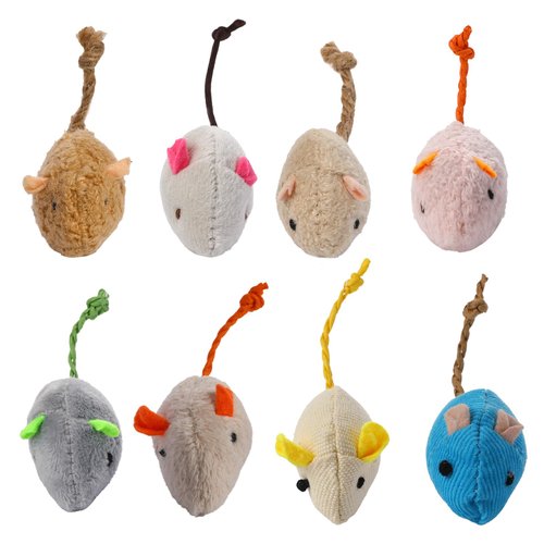 8 Pack Toy Mice for Cats Cat Mice Toys Interactive Toy Cats Mouse Plush Cat Toys Catnip Toy Biting Toys for Cats Mouse Shaped Toy for Indoor Cats Realistic Design 8 Color