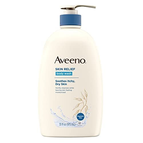 Aveeno Skin Relief Fragrance-Free Body Wash with Oat to Soothe Dry Itchy Skin, Gentle, Soap-Free & Dye-Free for Sensitive Skin, 33 fl. oz (Pack of 6)