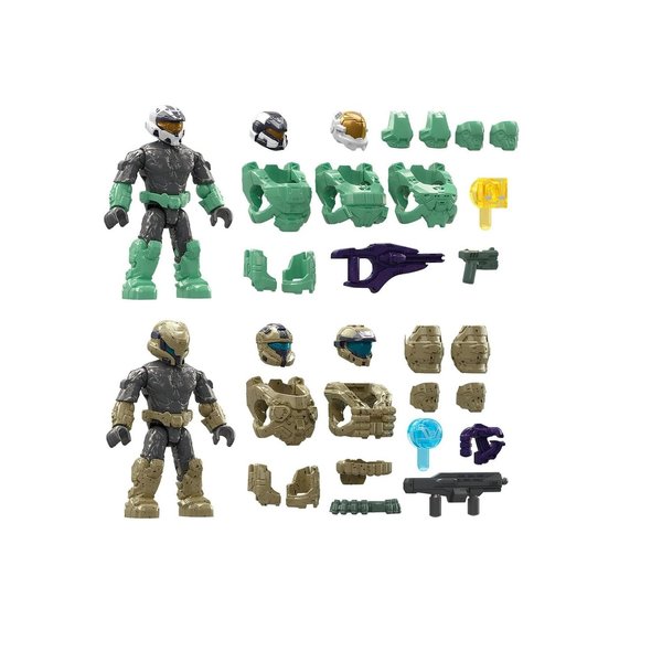 MEGA Halo Infinite Toy Building Sets, Spartan Mission Pack Collection with 2 Poseable Micro Action Figures, Accessories and Display Stand