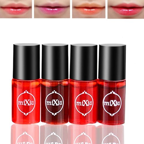4Pcs Lip Tint Stain Set,Lip Liquid Lipstick Water Lip Tint Lip Gloss Lip and Cheek Tint Multipurpose Liquid Blush, Moisturizing Lip Stain Long Lasting Waterproof Lipstick Lip Makeup for Women