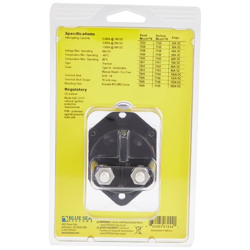 Blue Sea Systems 7044 187-Series Circuit Breaker, Panel Mount, 100A