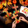 30 Sets Religious Fall Cross Craft for Kids DIY Fall Blessing Cross Craft Kit Make Your Own Christian Religious Thanksgiving Crafts for Sunday School Church Classroom Autumn Harvest Party Supplies