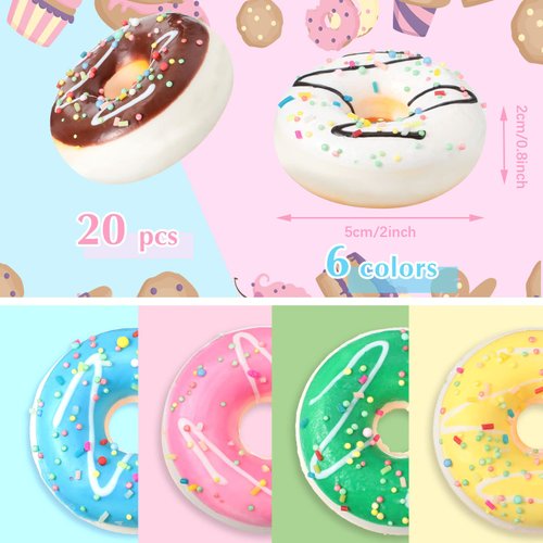 20 Pack Rainbow Donut Stress Balls 2Inch Stress Relief Donuts Foam Donut Party Favors Fun Stress Balls Donut Fidget for Shop Decorations Birthday Party Games Supplies Boys Girls Adults (Round Shape)
