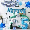 5th Birthday Decorations Rose gold for Girls,Hi Five Birthday Balloons 5th Birthday Banner Number 5 Star Foil Balloons Latex Confetti Balloons for 5 Years Old Birthday Supplies Girls (Blue)
