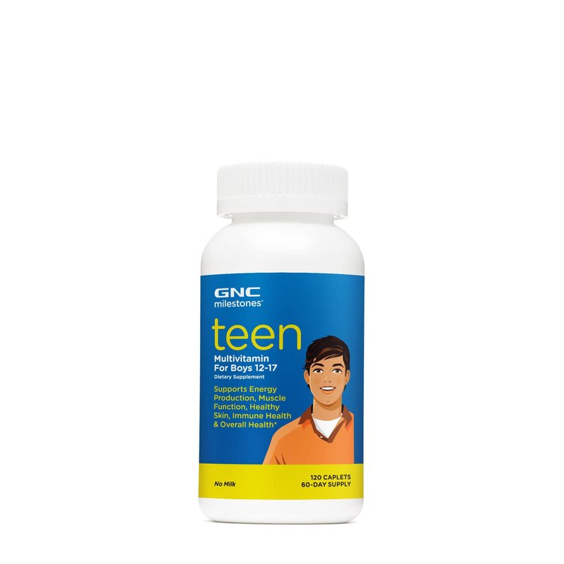 GNC milestones Teen Multivitamin for Boys 12-17, Supports Energy, Muscle, Skin Immunity, 60 Servi...