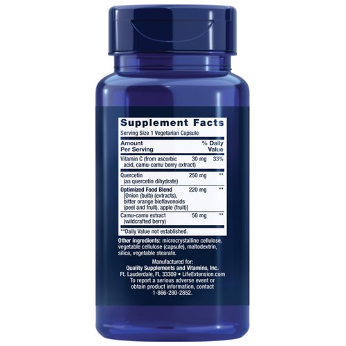 Life Extension Optimized Quercetin 250 mg - Non-GMO, Gluten Free - with vitamin C and Camu-Camu Extract - 60 Vegetarian Capsules