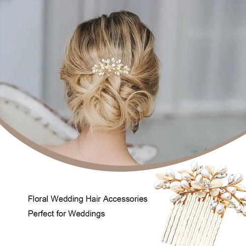 ZBJBinCH Bridal Hair Comb, The Latest Style Bridal Hair Accessories Is A Wedding Necessities, Pearl Hair Accessories for The Bride and Her Bridesmaids (Gold)