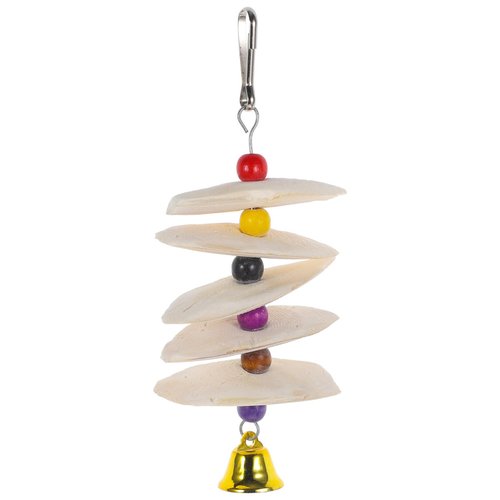 Cuttlebone Toys for Birds, Bird Cuttlebone for Parakeets, Parrot Chewing Toys, Chewing Cuttlefish Bone Natural Birds Suitable for Parrot Cockatiels(Random Color of Bell)