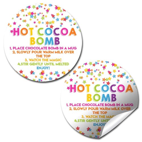 Confetti Rainbow Stars Hot Cocoa Bomb Packaging Sticker Labels, Total of 40 2" Circle Stickers by Amanda Creation