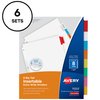 Avery Big Tab Extra-Wide Insertable Dividers for 3 Ring Binders, 8-Tab Set, Multicolor, 6 Sets (21211)