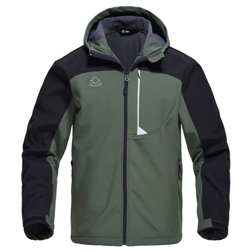Rdruko Men's Waterproof Soft Shell Fleece Jacket Windproof Winter Fall Coat Full Zip (Green, US XXL)