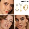 ORAZIO 14 PCS Rook Piercing Jewelry Surgical Steel Eyebrow Piercing 16G Rook Earrings for Women Curved Barbells Eyebrow Rings Belly Lip Ring Cartilage Daith Helix Tragus Body Piercings-14G