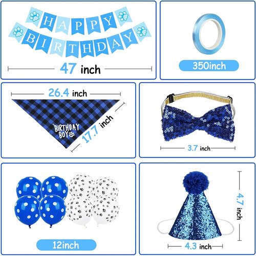 Dog Birthday Party Supplies,Dog Birthday Bandana Hat Banner Set,WOOF Balloons Happy Birthday Banner,Dog Birthday Party Supplies for Pet Puppy Cat Birthday Party Decorations Pink