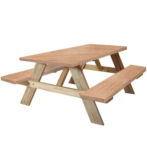 KENOBEE 8ft Picnic Table and Bench Fitted Cover, 96" Flannel Backing Elastic Edge Waterproof Wipeable Plastic Cover Fitted Vinyl Tablecloth for Home Goods Indoor Outdoor Patio, Wood Grain
