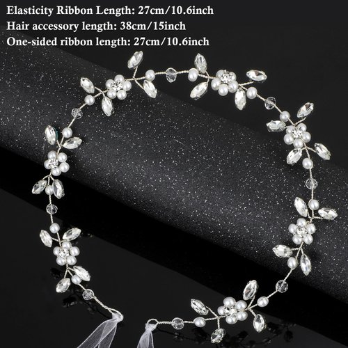 LLOUSSAK Flower Girl Headpiece, Subtlety Bridal Headdress for Girls, Crystal Pearl Flower Girl Headband for Wedding Birthday, Party, First Communion, Photography(Silver)