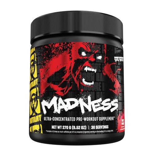 Mutant Madness | Pre Workout Powder Performance and Pump Blend Includes L-Citrulline, Beta-Alanine, Taurine, L-Tyrosine | 270G (9.52 OZ) 30 Serving | Fruit Punch