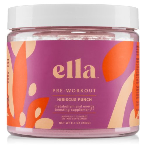 Naked Ella Pre Workout Powder, Hibiscus Punch Amino Energy with Vegan BCAA Amino Acids, Natural Caffeine, Preworkout Boost for Men & Women, 30 Servings