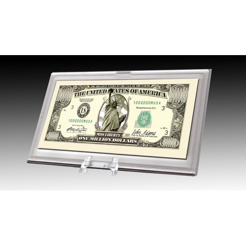 Million Dollar Bill Desktop Collectible - Comes in Currency Stand - Beautiful Best Quality Office Desk Top Accessory Gift - Toy, Prank, Gag Gift