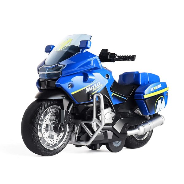 MING YING 66 Police Motorcycle Toy - Pull Back Toy Motorcycle with Sound and Light Toy,Toy Motorcycles for Boy,Toys for 3-9 Year Old Boys (Blue)