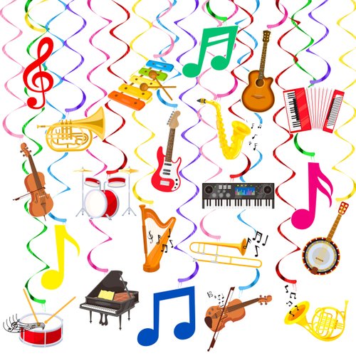 Musical Instrument Hanging Swirl Decorations Music Party Decorations Musical Note Instrument Theme Swirls Ceiling Streamers for Music Themed Birthday Party Baby Shower Supplies