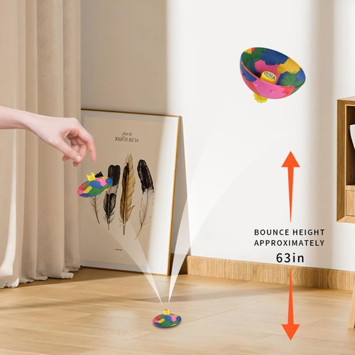 4in1 Bounce Bowls Ball Fidget Toy for Kids & Adults Spinning Stress Relief, Pop Up Toy Outdoor Game Sports Fingertip Toy for School, Birthday Party Favors, Goodie Bag Fillers for Boys and Girls