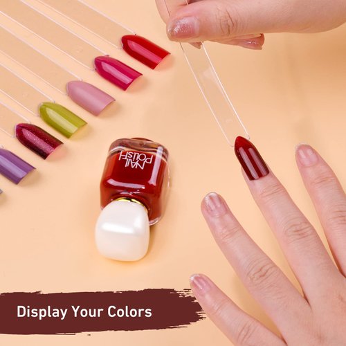 Subay 100pcs Fan-shaped Nail Swatches Sticks with Number Stickers, False Fake Nail Art Tips Sticks Polish Gel Salon Display Practice Tools with Metal Split Ring Holder