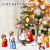 Vercraft 12 Pcs Small Nativity Set Resin Small Christmas Nativity Figurine Christmas Little Nativity Playset Figurine Christmas Manger Scene with Baby Jesus Stable for Xmas Tabletop Indoor Decoration