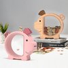 Summidate Wooden Piggy Bank for Kids, Cute Money Bank for Boys and Girls, Unbreakable Wood Coin Bank, Creative Saving Money Jar Personalized Present for Child Birthday Christmas & Decor