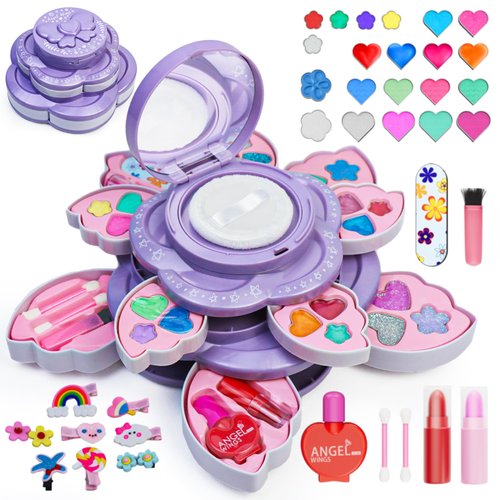 Kids Makeup Kit for Girl, Washable Makeup Set for Girls, Pretend Play Makeup Princess Birthday Gifts Toys for Girls Kids Toddlers 3 4 5 6 7 8 9 10 11 12Year Old