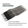 Sassina 20 Inch Human Hair Tape in Extensions Ombre Tape in Hair Extensions Human Hair Invisible Tape in Hair Extensions Human Real Hair 50g Natural Black to Silver Balayage 20 Pcs, 1B/silver/1B