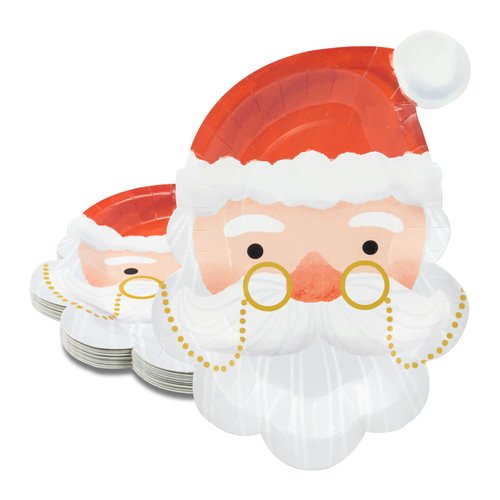 ZVK Santa Paper Plates Set Disposable for Christmas 50 Party Dinner Plates Dinnerware Dessert Plates Party Supplies