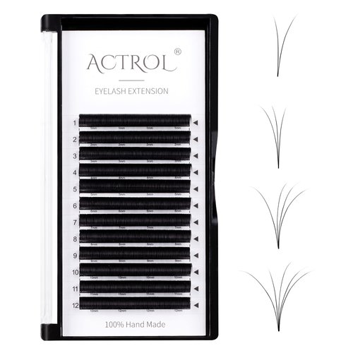 ACTROL Volume Eyelashes Extension D Curl 0.07mm 11mm Easy Fan Lashes Extension Self Fanning Eyelashes Extension volume Lashes Bloom in One Second Easy Fan Eyelashes Extension(D-0.07mm, 11mm)